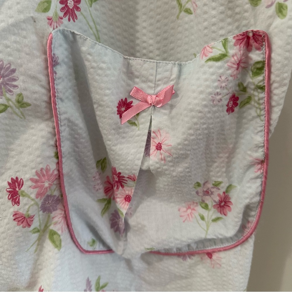 Vanity Fair Light Blue Floral Button-Front Housecoat with Pink Trim - Picture 3 of 12